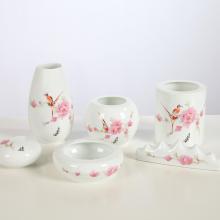 6头手绘水点桃花文具